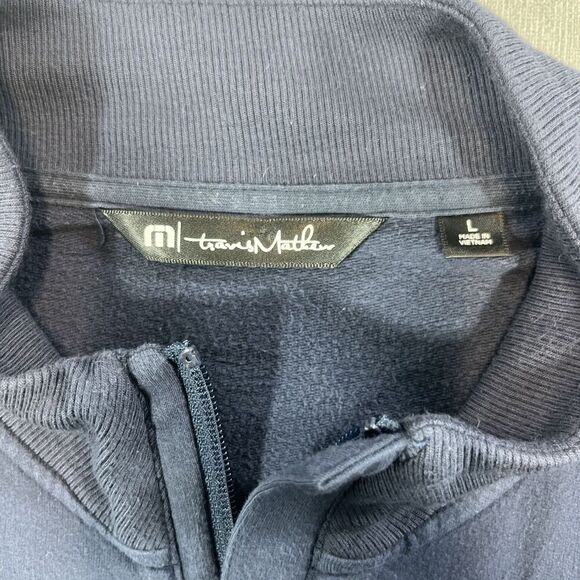 Travis Mathew Mens Large Navy Quarter 1/4 Zip Pullover Shirt - Picture 3 of 8